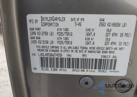 2006 Jeep Liberty Sport из США, поврежденный, VIN 1J4GL48536W274550